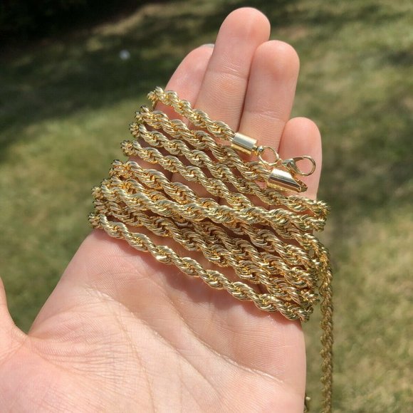 14k Gold Layered 24in 5mm Rope Chain Necklace - Picture 2 of 5